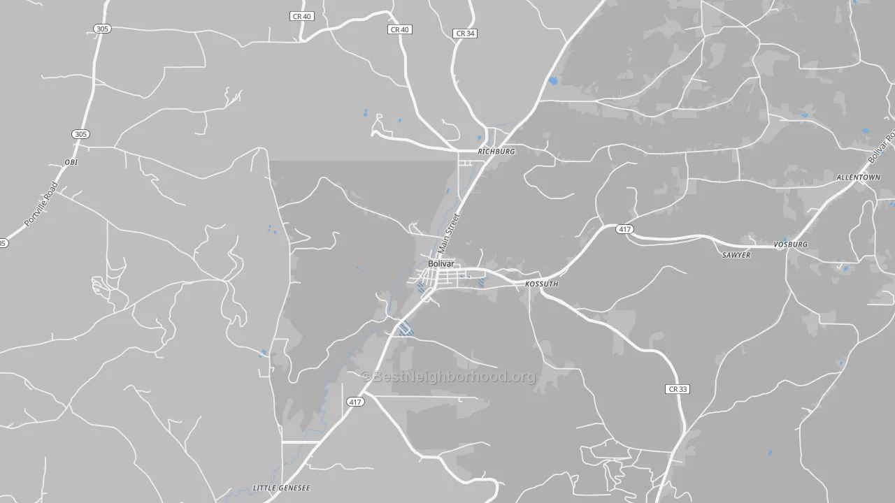 Transit Grade map of Bolivar, NY
