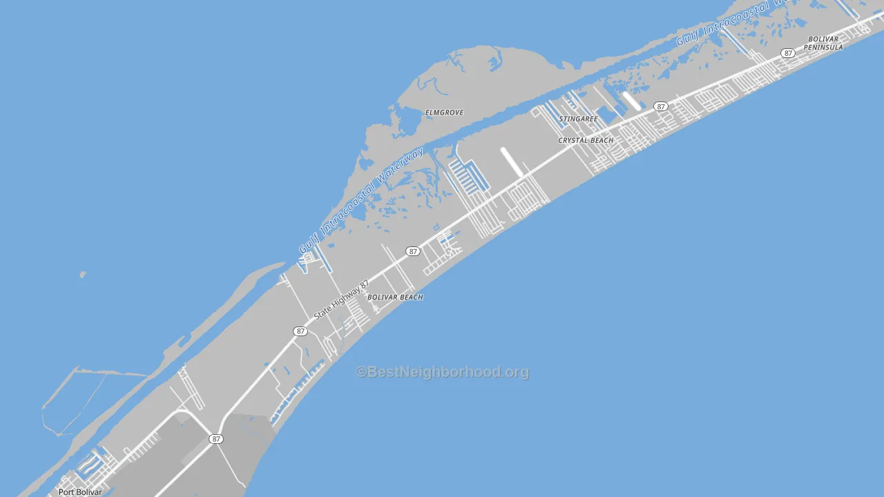 Transit Grade map of Bolivar Peninsula, TX