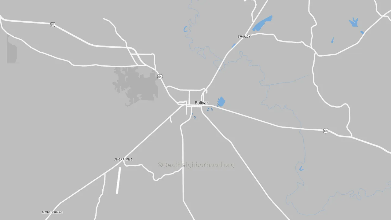 Transit Grade map of Bolivar, TN