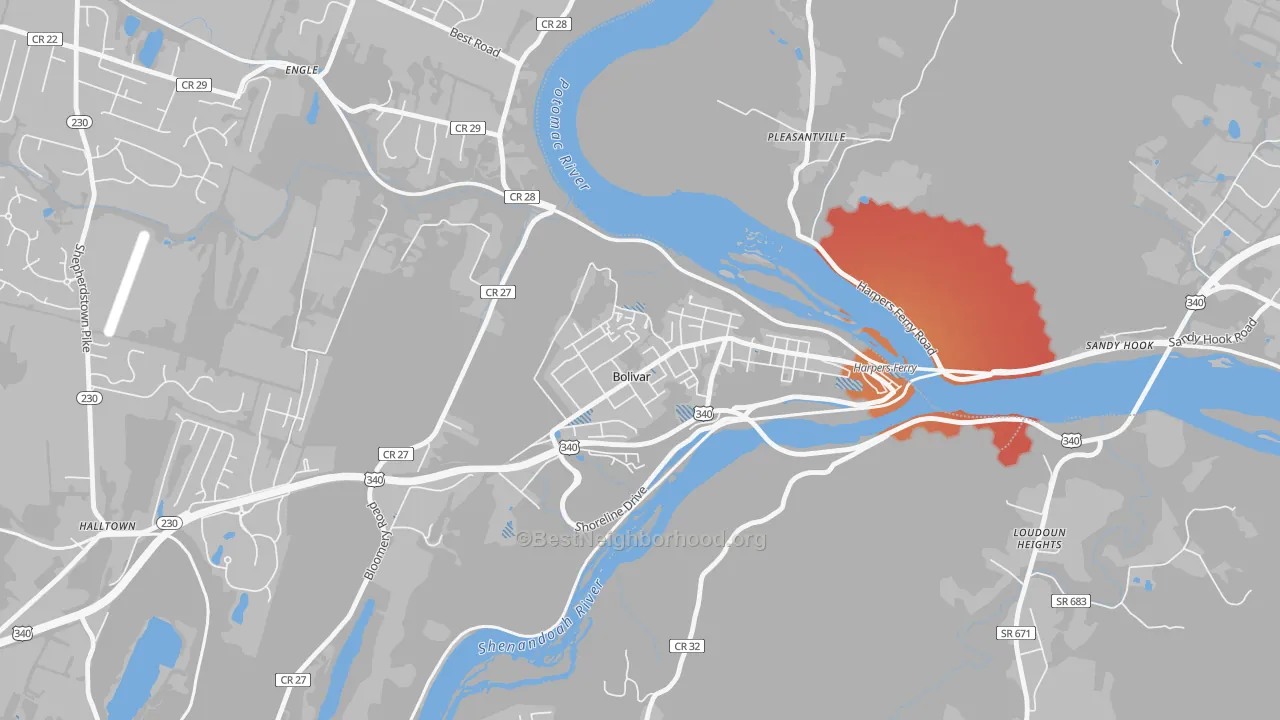 Transit Grade map of Bolivar, WV