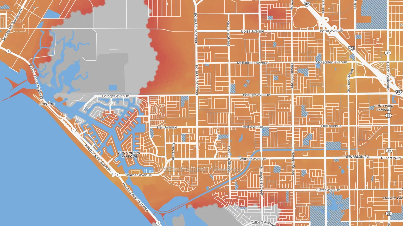 Transit Grade map of Bolsa Chica-Heil, Huntington Beach, CA