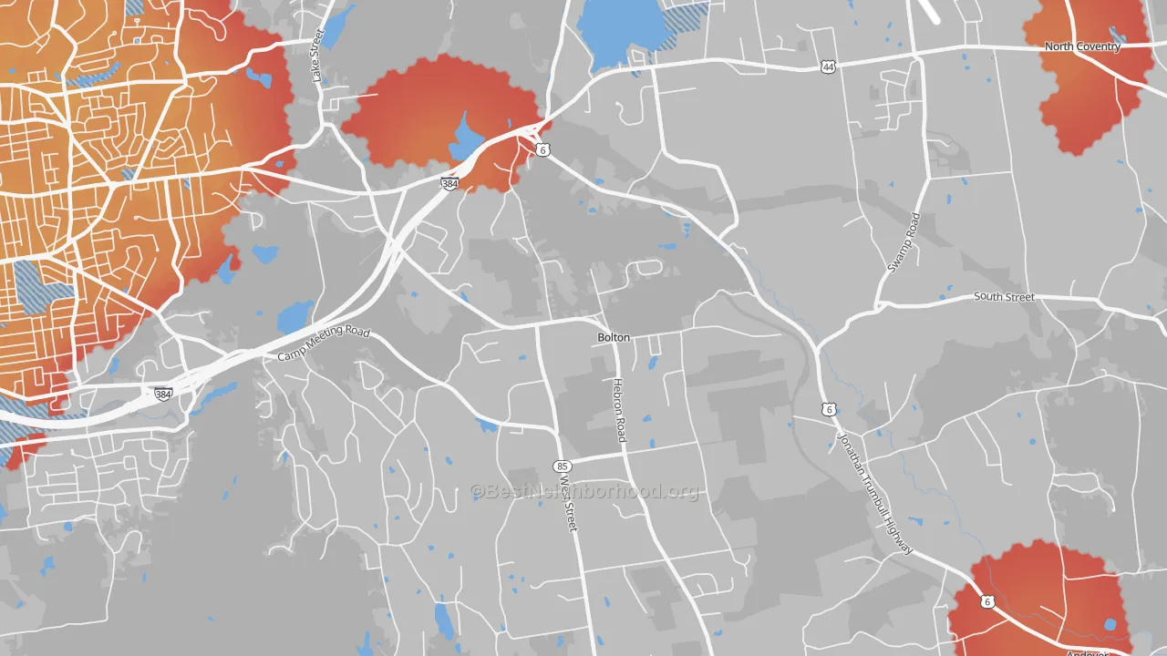Transit Grade map of Bolton, CT