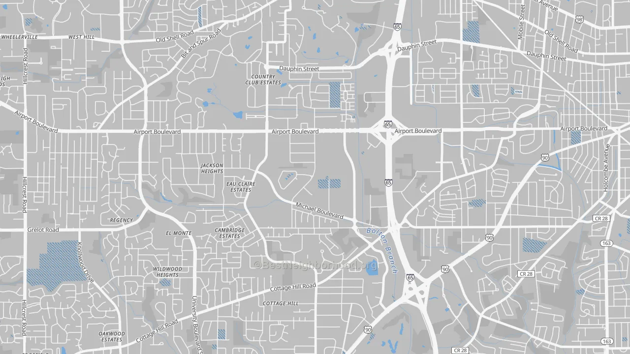 Transit Grade map of Bolton, Mobile, AL