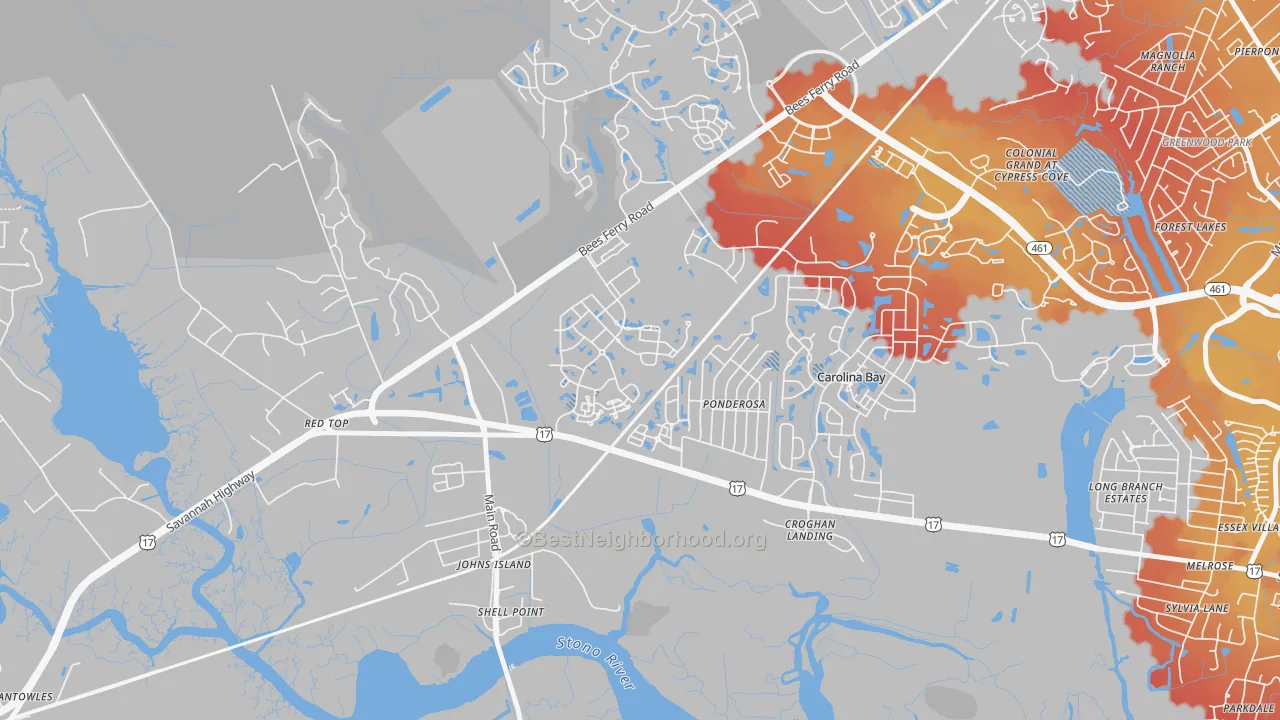 Transit Grade map of Boltons Landing, Charleston, SC
