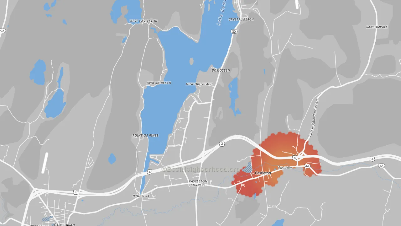 Transit Grade map of Bomoseen, VT