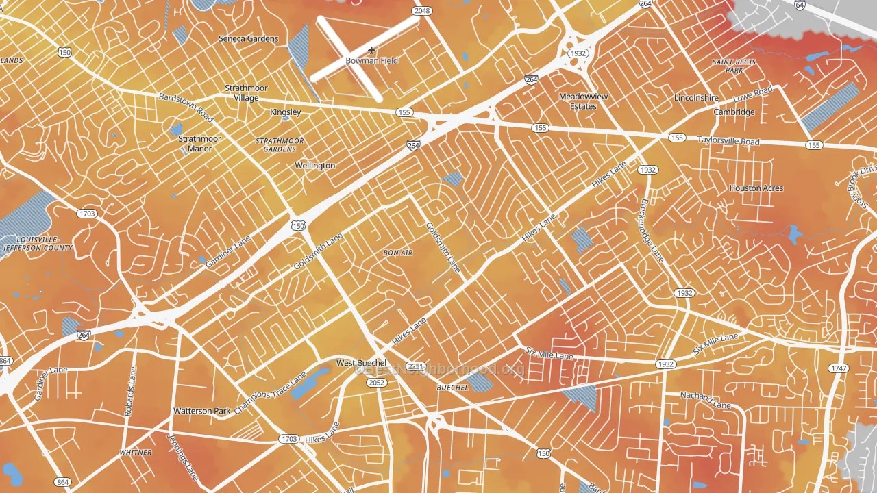 Transit Grade map of Bon Air, Louisville, KY