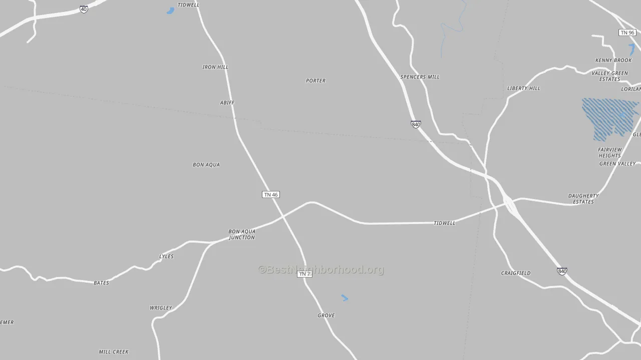 Transit Grade map of Bon Aqua, TN