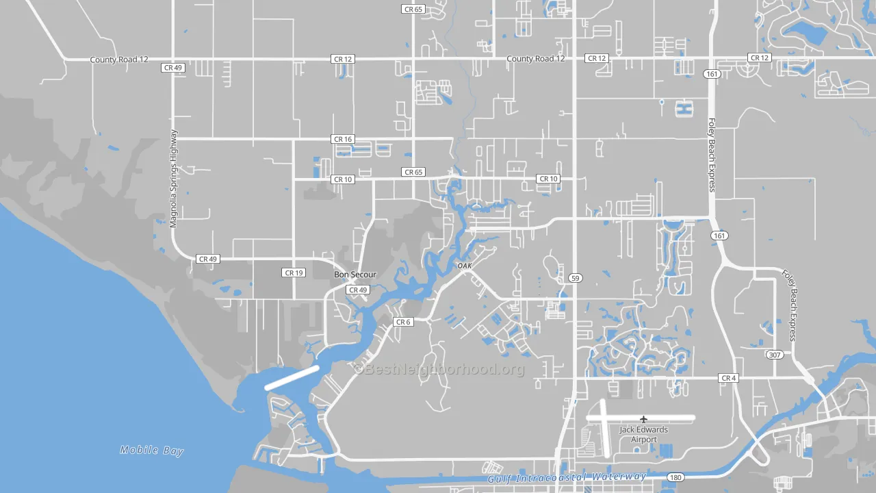 Transit Grade map of Bon Secour, AL