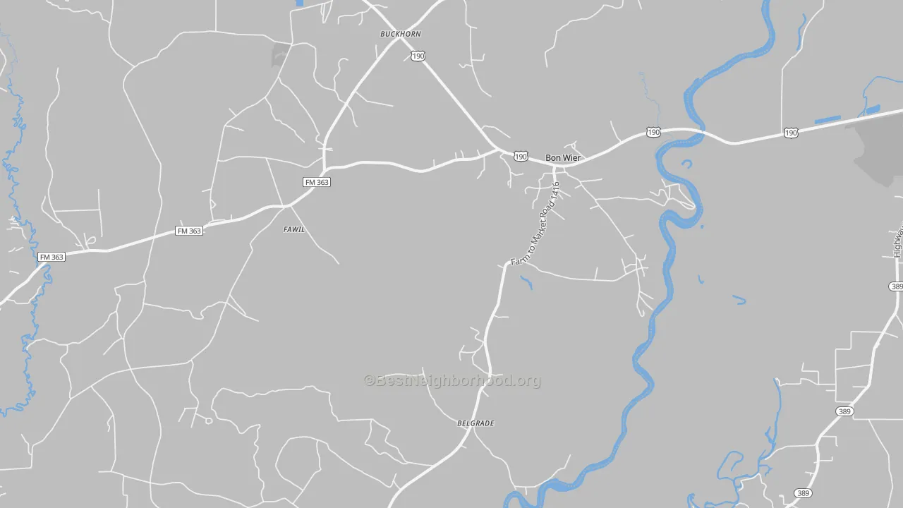 Transit Grade map of Bon Wier, TX