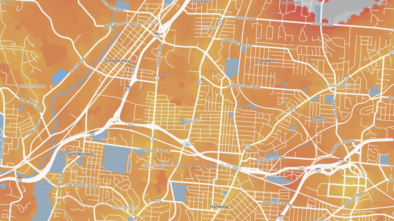 Transit Grade map of Bond Hill, Cincinnati, OH