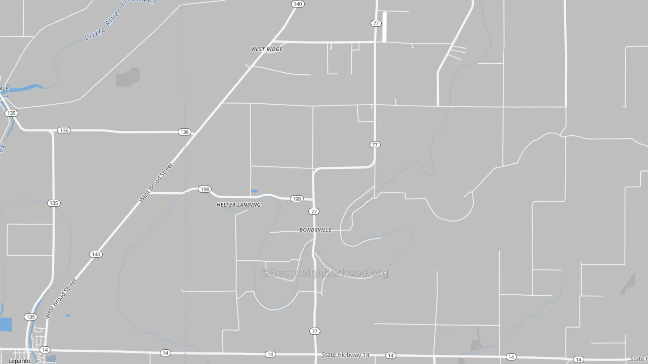 Transit Grade map of Bondsville, AR