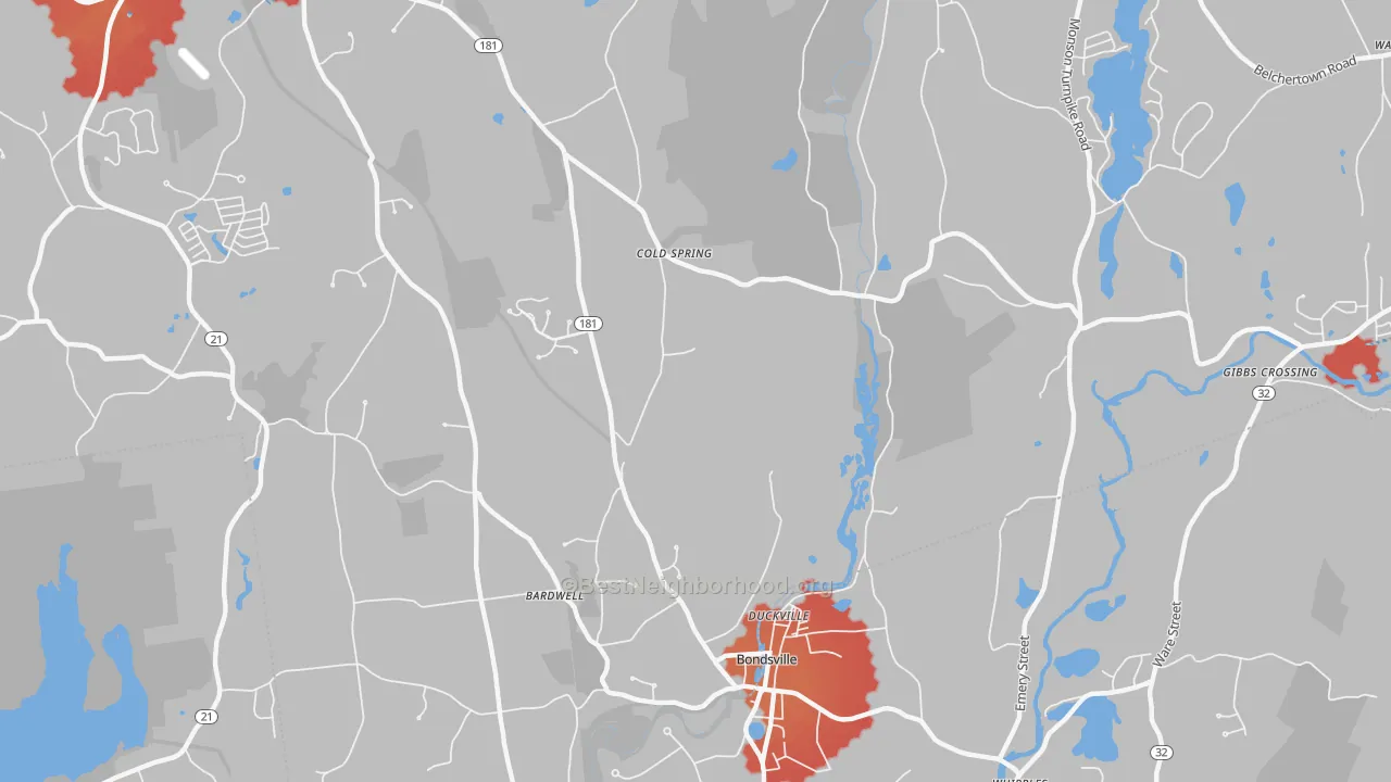 Transit Grade map of Bondsville, MA