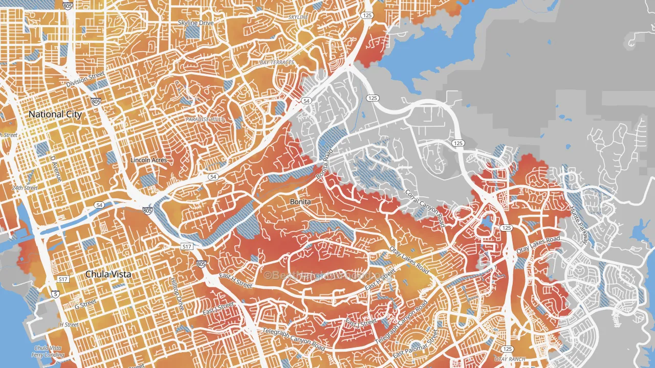 Transit Grade map of Bonita, CA