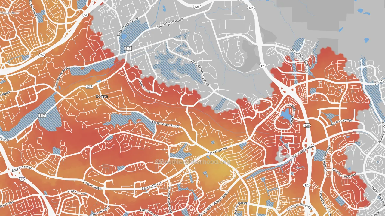 Transit Grade map of Bonita Long Canyon, Bonita, CA