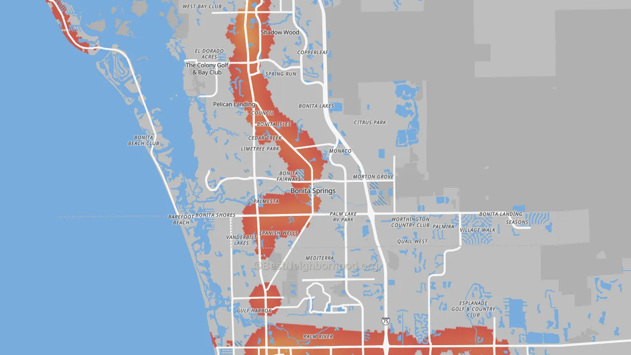 Transit Grade map of Bonita Springs, FL