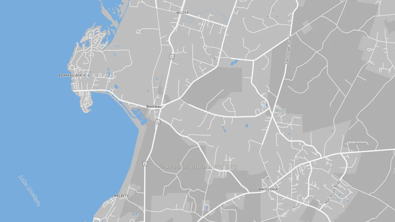 Transit Grade map of Bonneau, SC