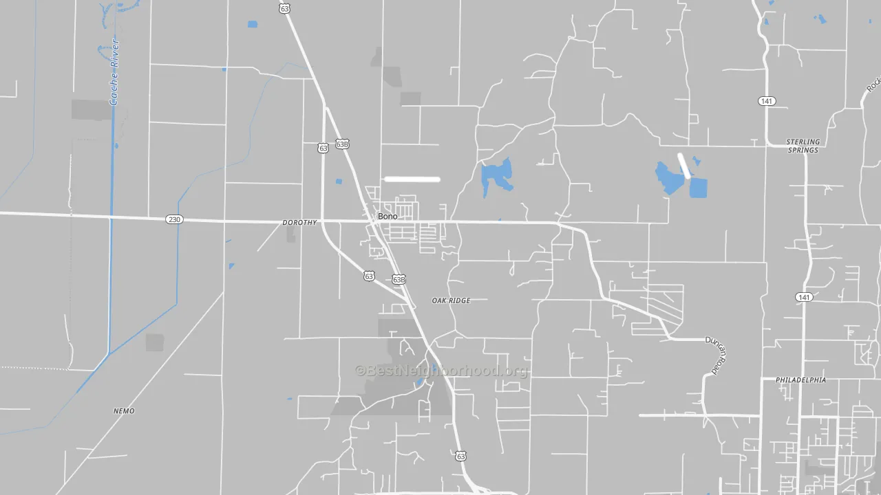 Transit Grade map of Bono, AR