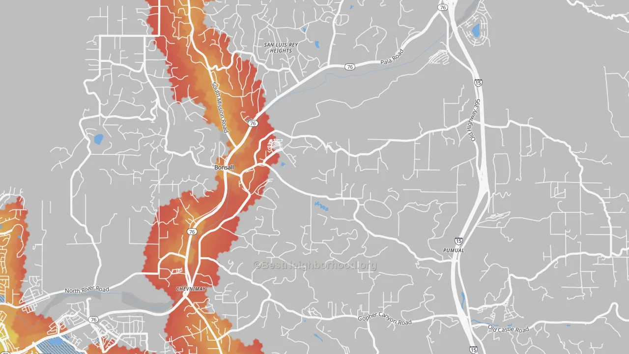 Transit Grade map of Bonsall, CA