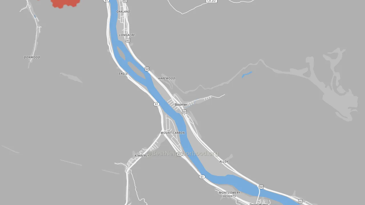 Transit Grade map of Boomer, WV