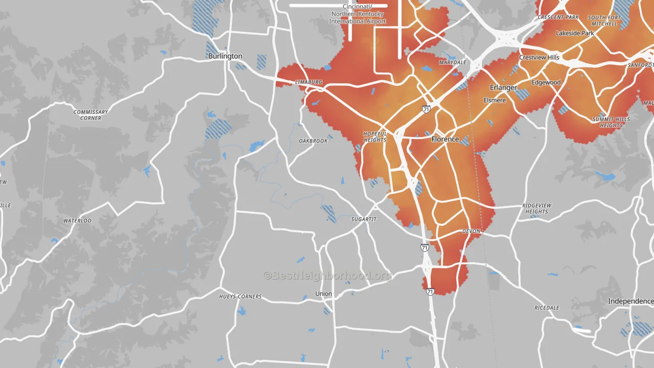 Transit Grade map of Boone County, KY