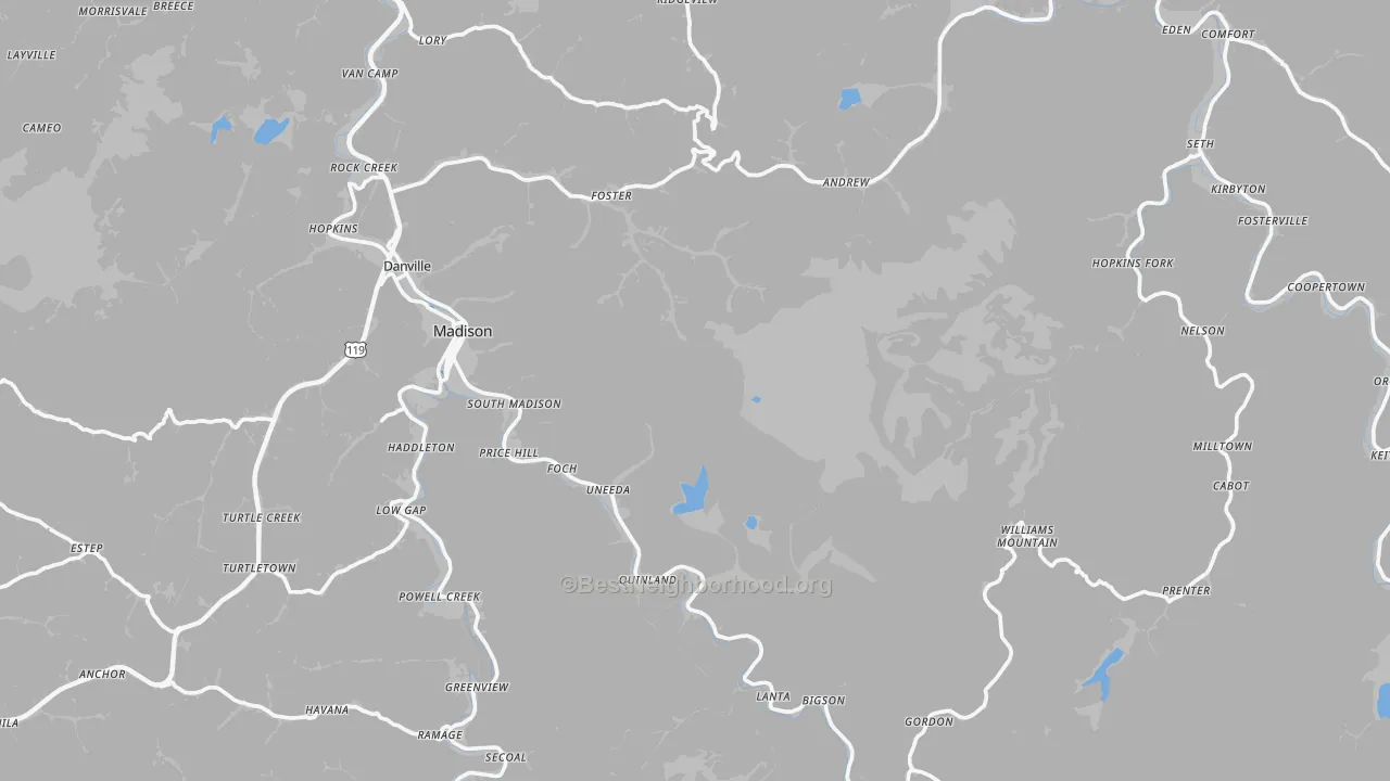 Transit Grade map of Boone County, WV
