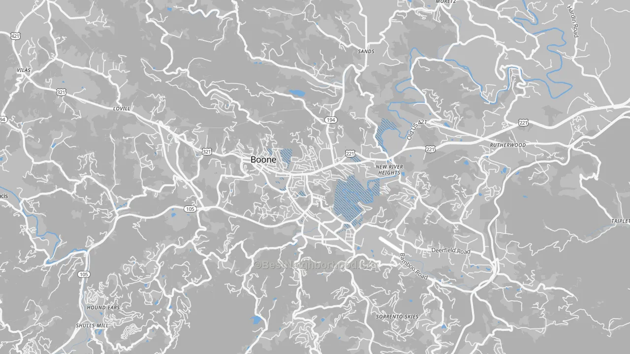 Transit Grade map of Boone, NC