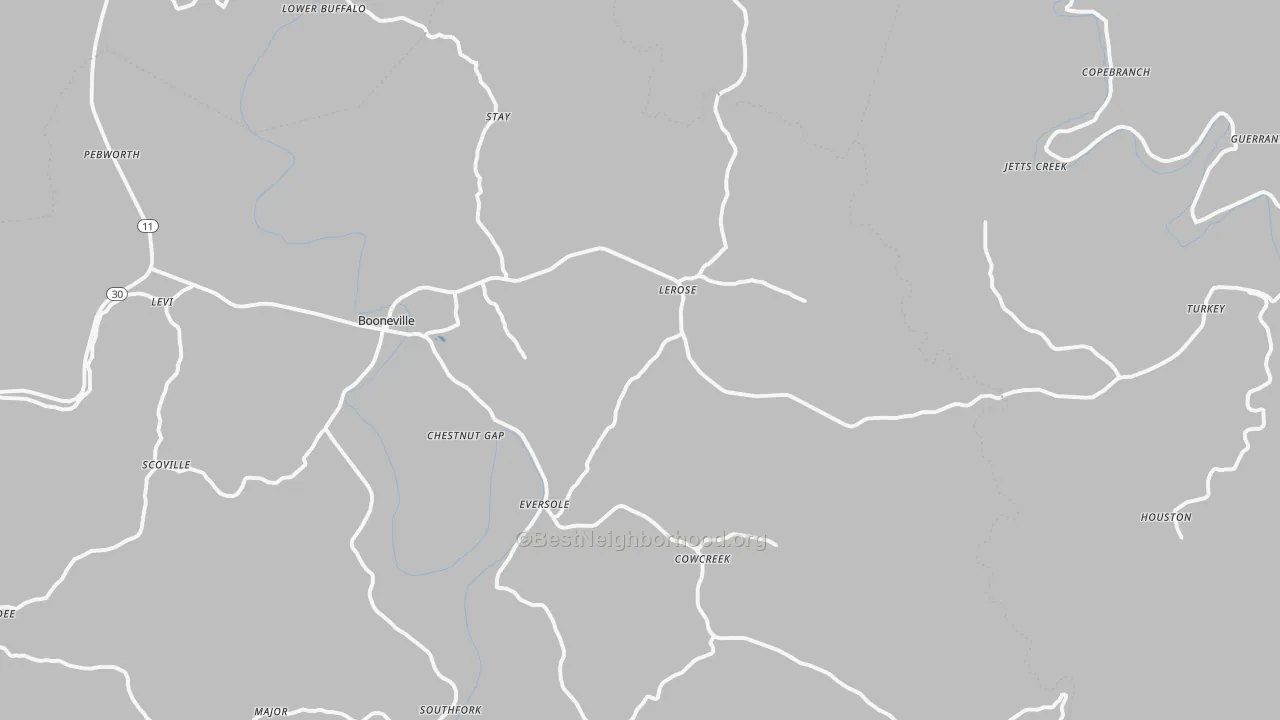 Transit Grade map of Booneville, KY