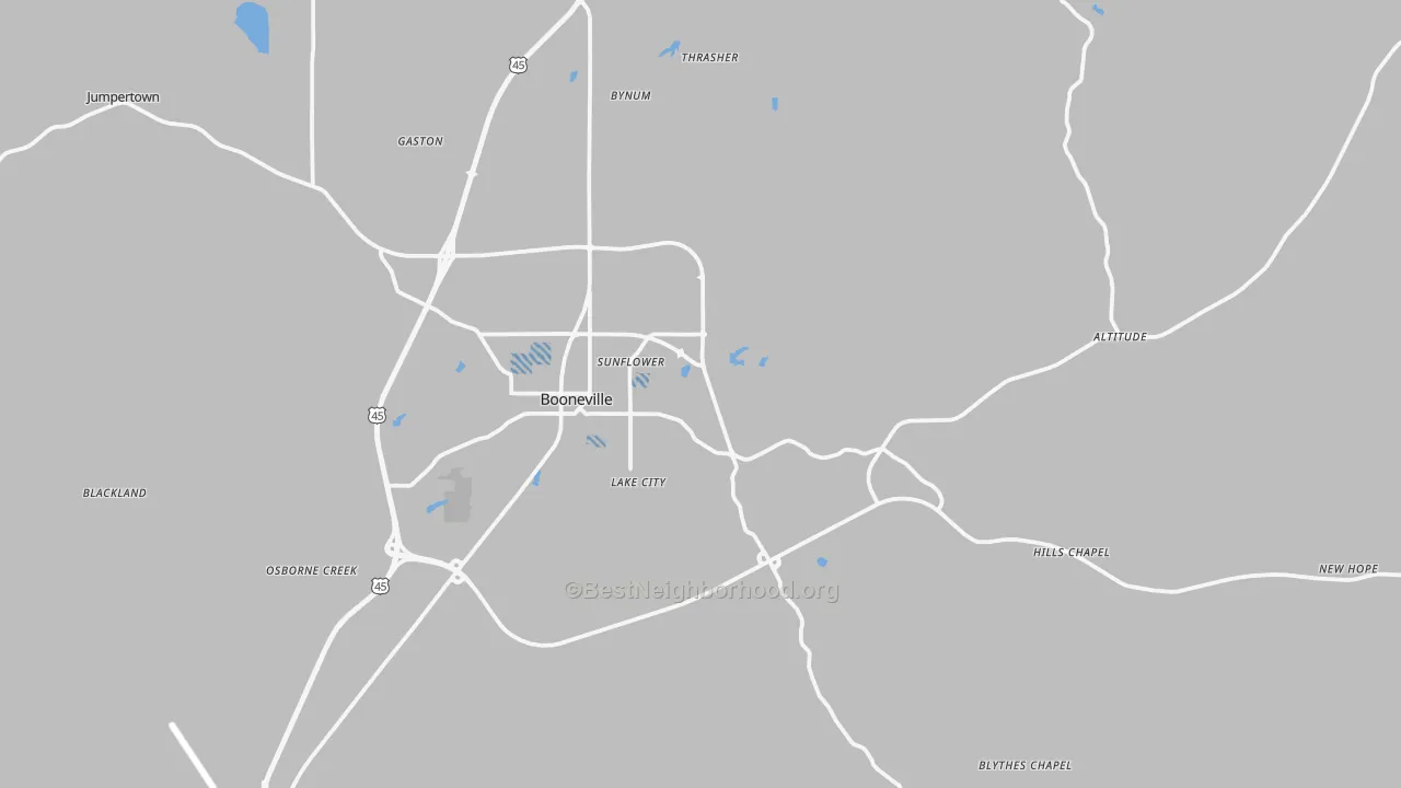 Transit Grade map of Booneville, MS
