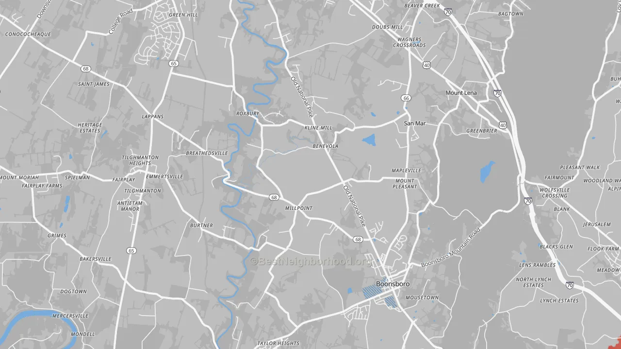Transit Grade map of Boonsboro, MD
