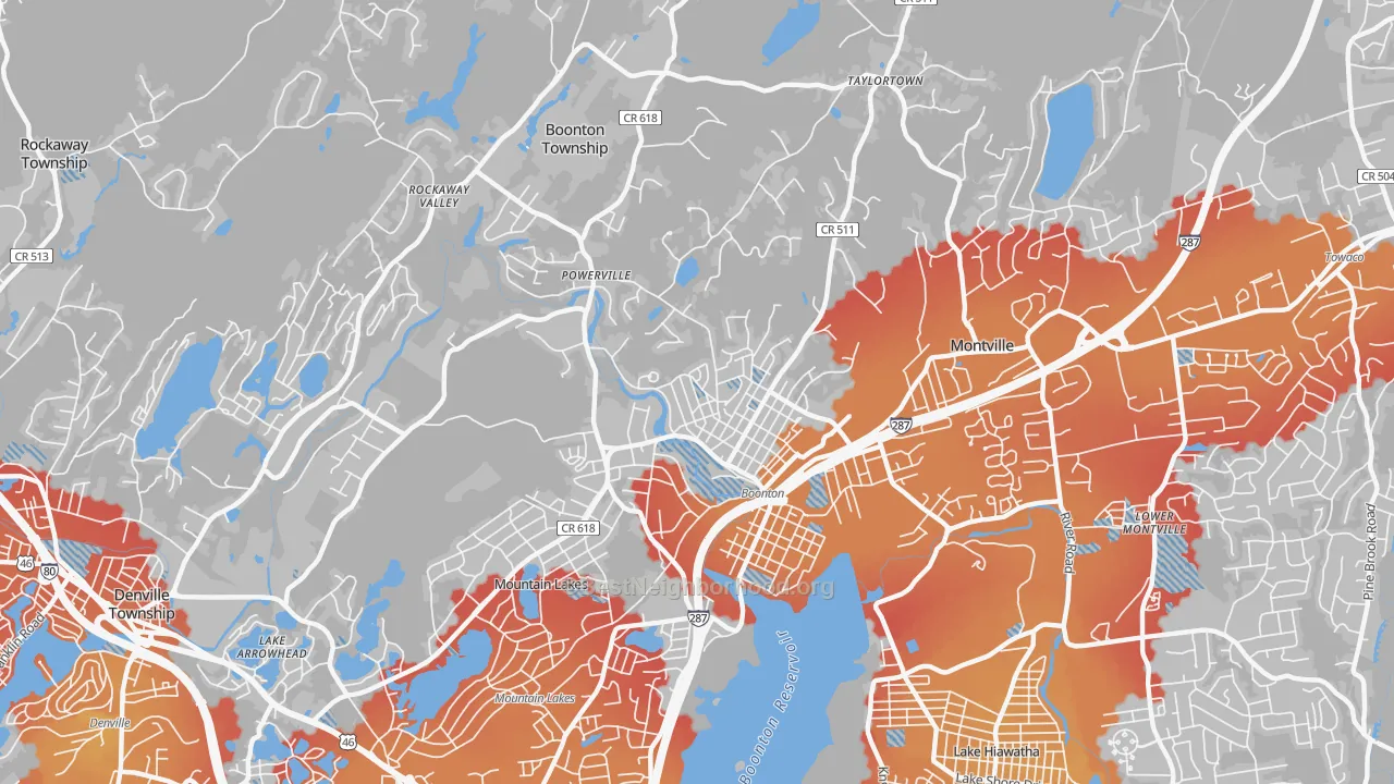 Transit Grade map of Boonton, NJ