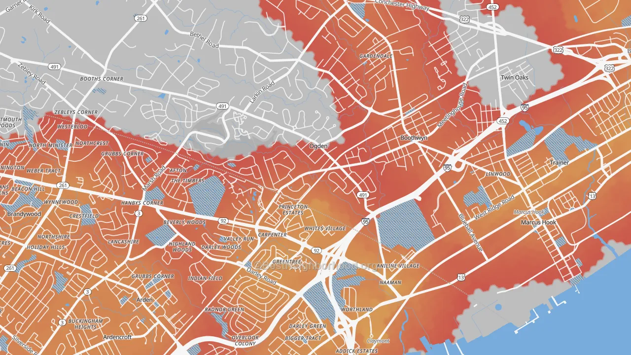 Transit Grade map of Boothwyn, PA