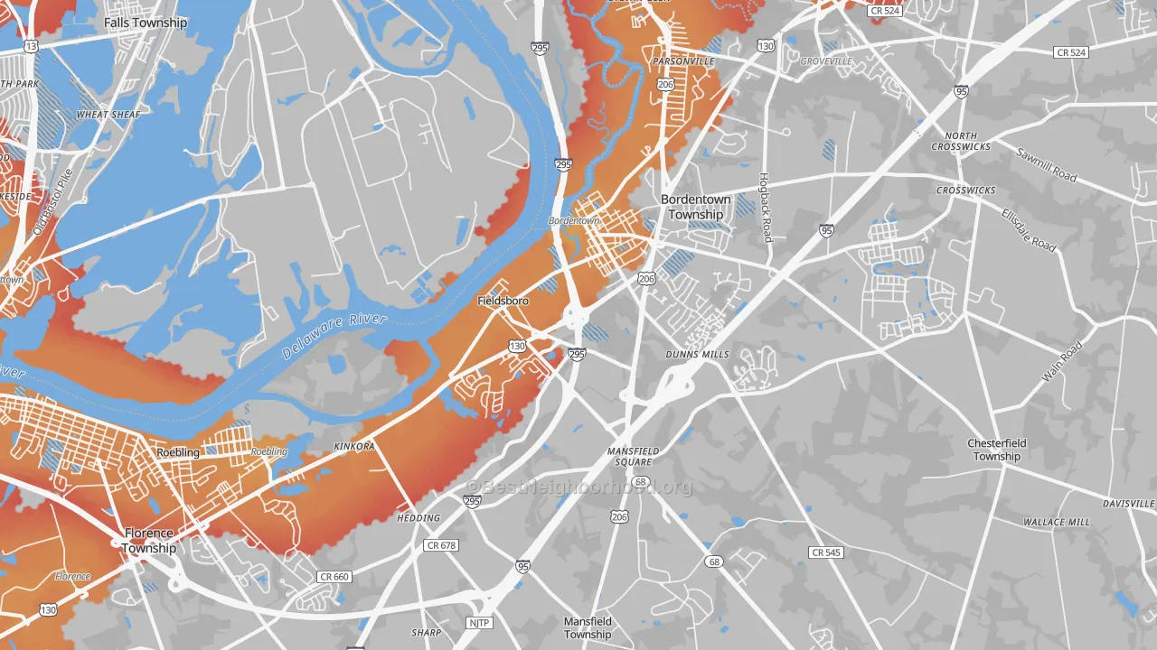Transit Grade map of Bordentown, NJ