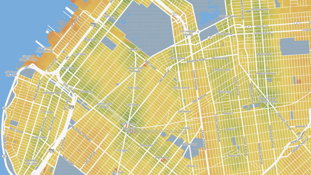 Transit Grade map of Borough Park, Brooklyn, NY