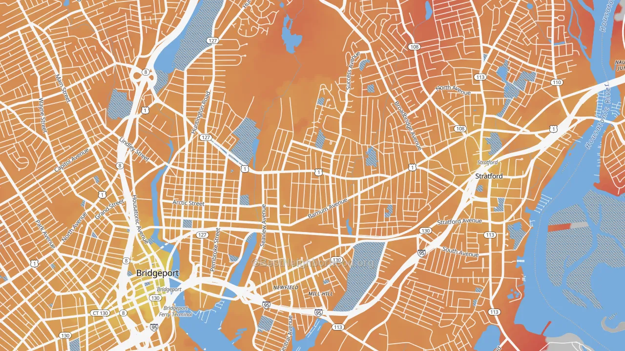 Transit Grade map of Boston Avenue-Mill Hill, Bridgeport, CT
