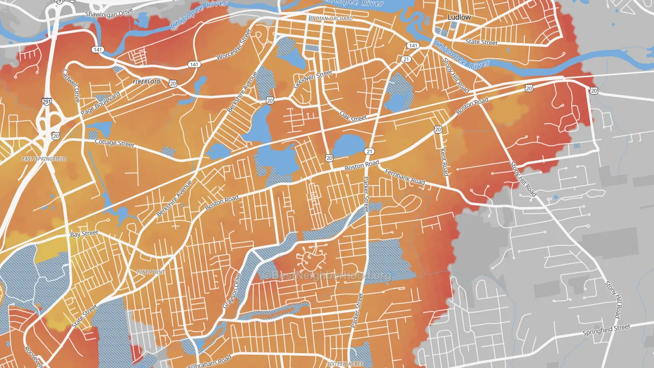 Transit Grade map of Boston Road, Springfield, MA