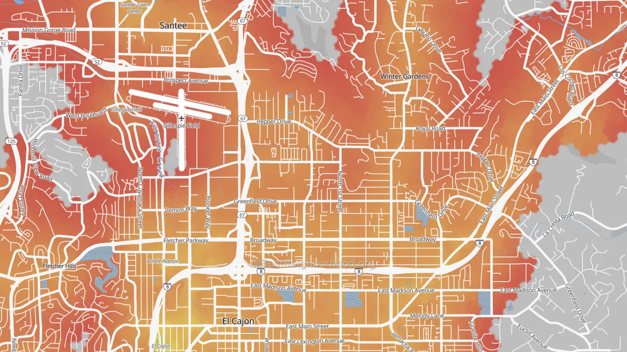 Transit Grade map of Bostonia, CA