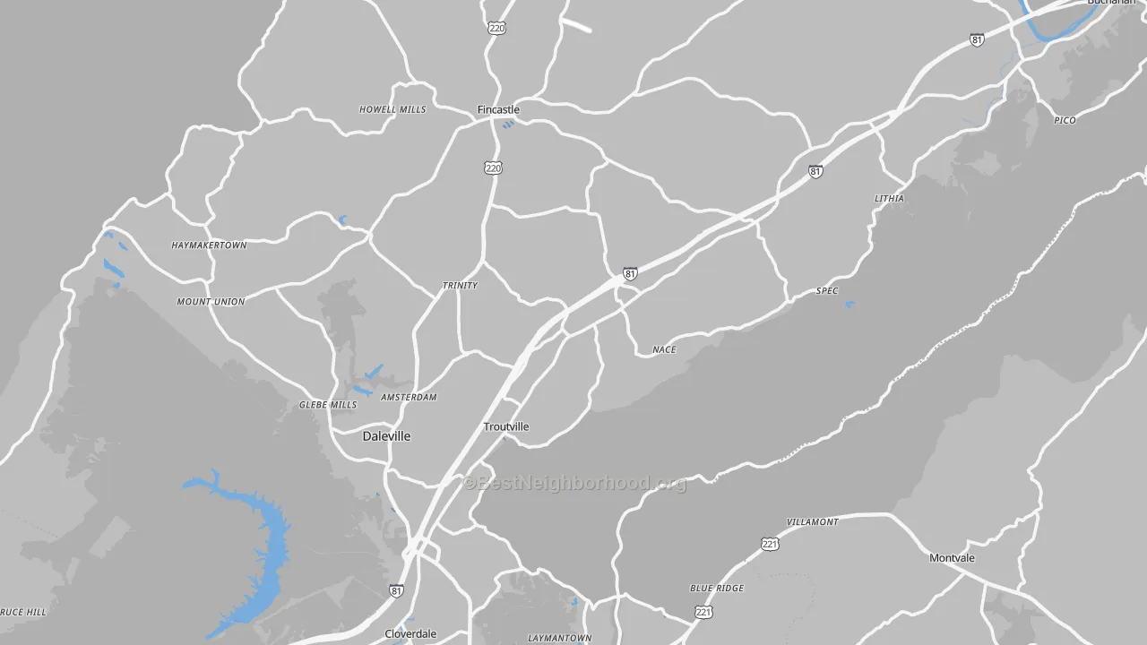 Transit Grade map of Botetourt County, VA