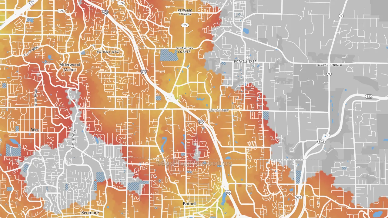 Transit Grade map of Bothell, WA