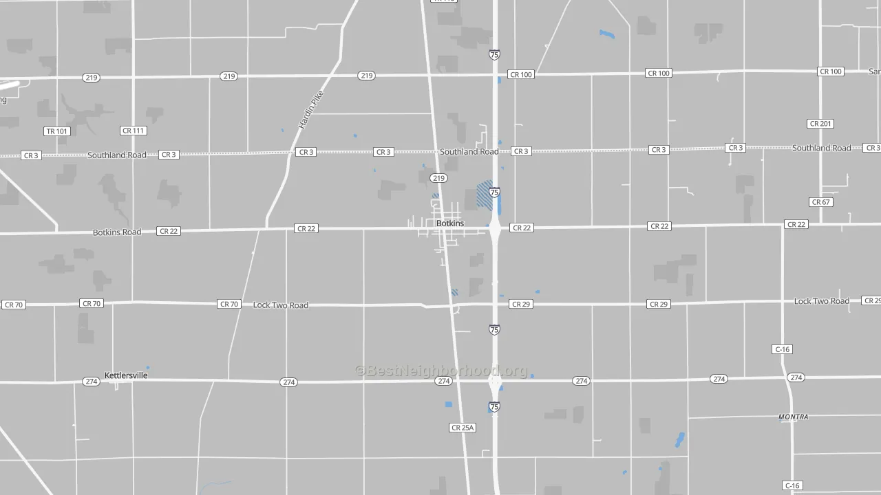 Transit Grade map of Botkins, OH