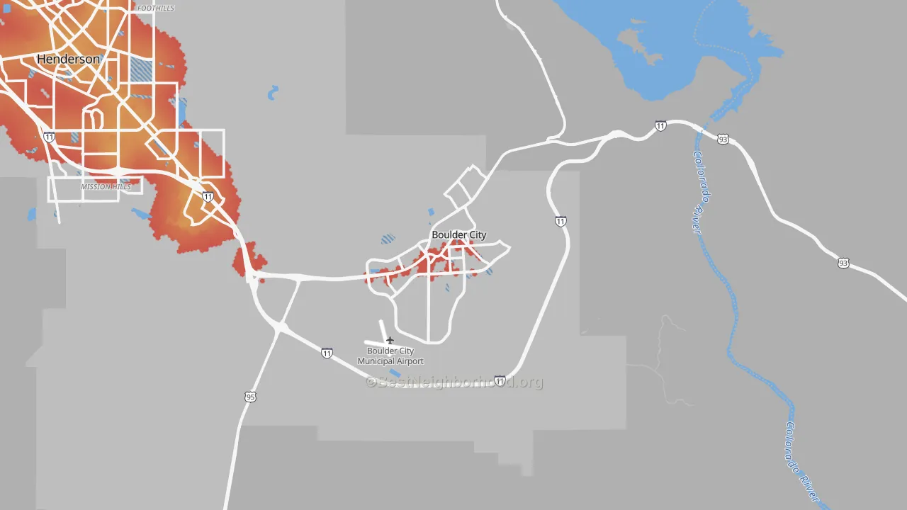 Transit Grade map of Boulder City, NV