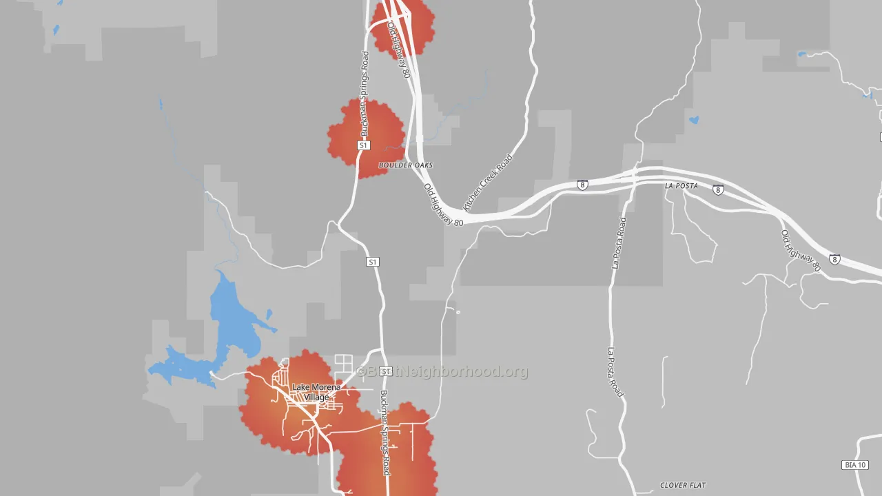 Transit Grade map of Boulder Oaks, CA