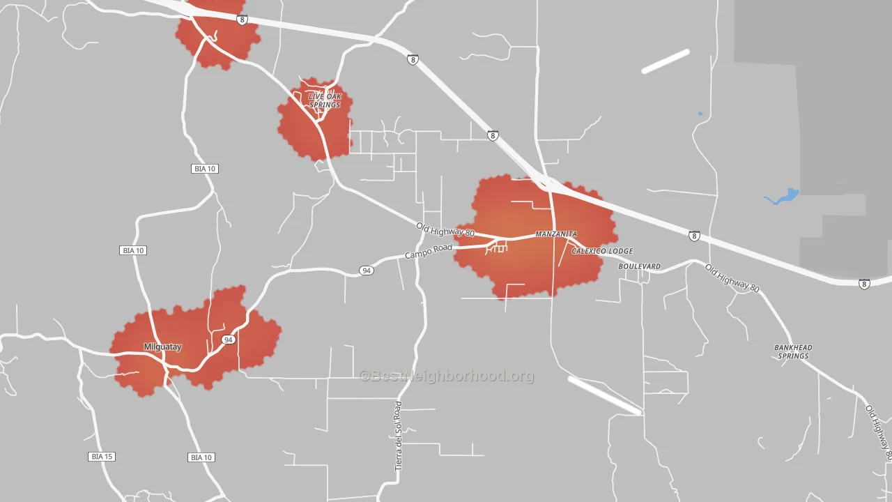 Transit Grade map of Boulevard, CA