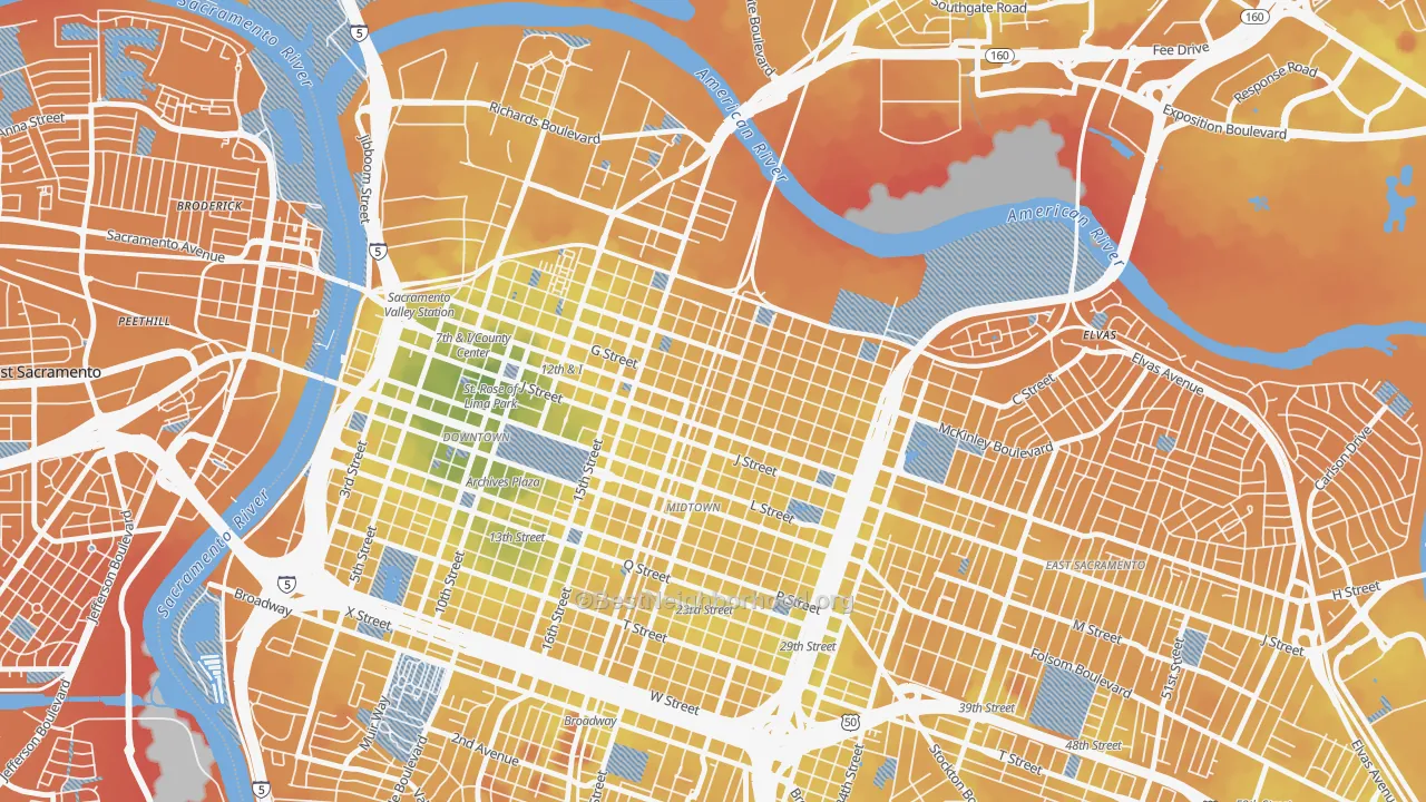 Transit Grade map of Boulevard Park, Sacramento, CA
