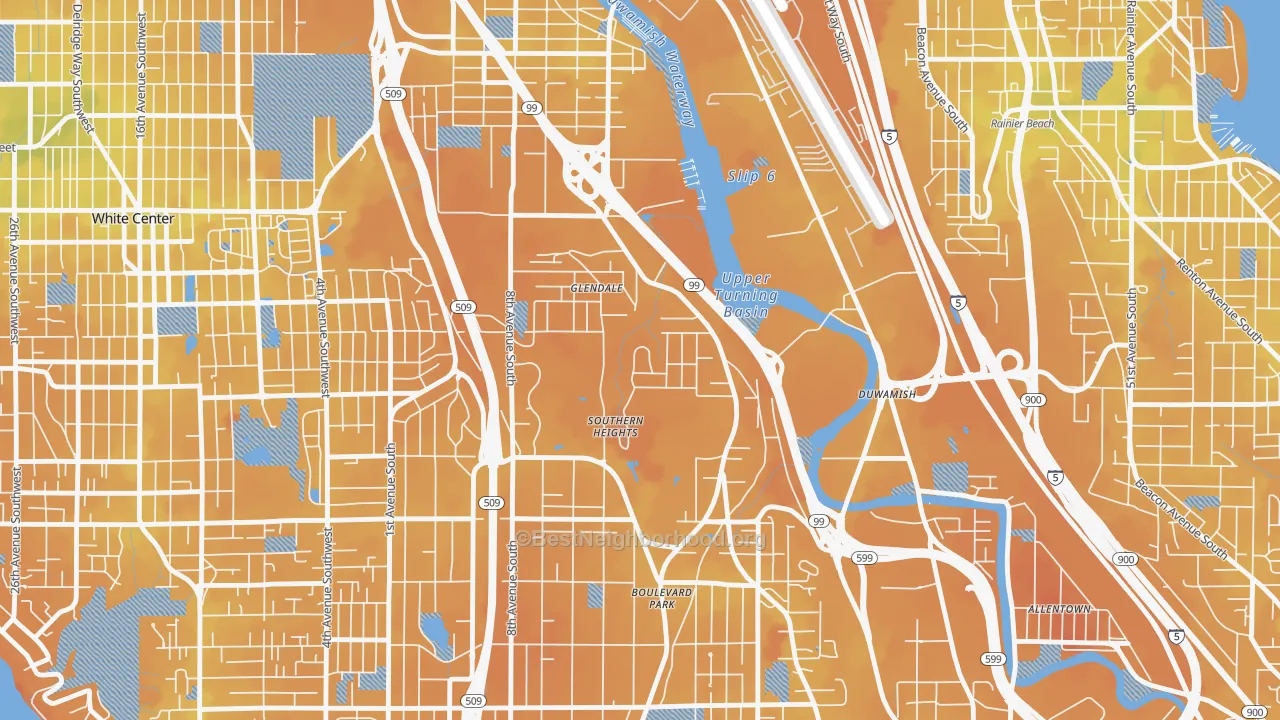 Transit Grade map of Boulevard Park, WA