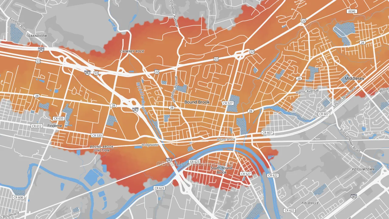 Transit Grade map of Bound Brook, NJ