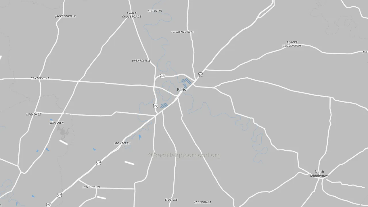 Transit Grade map of Bourbon County, KY