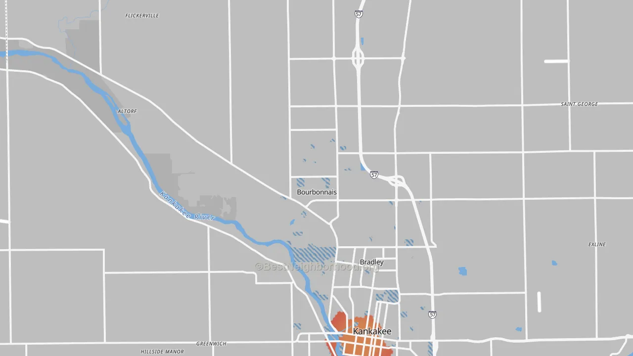Transit Grade map of Bourbonnais, IL