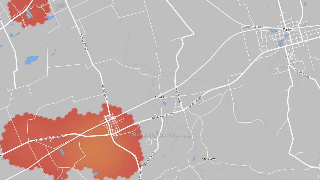 Transit Grade map of Bowers, PA