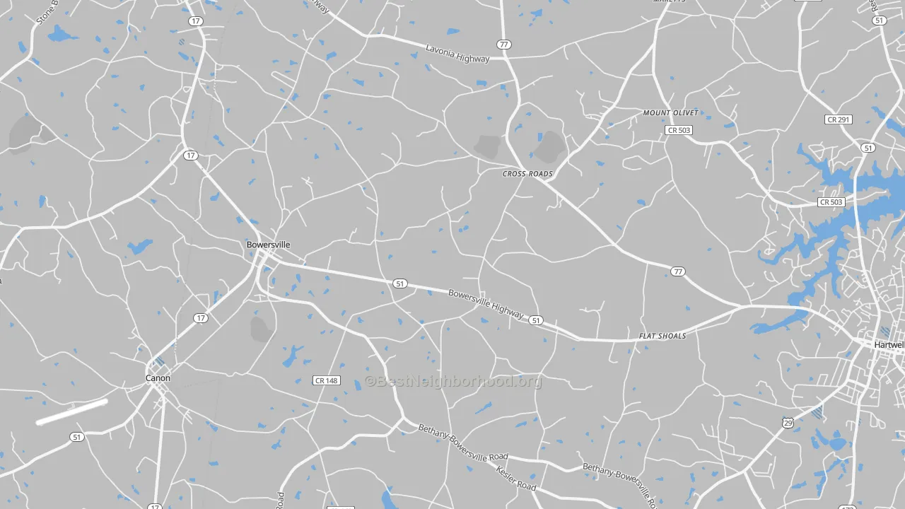 Transit Grade map of Bowersville, GA