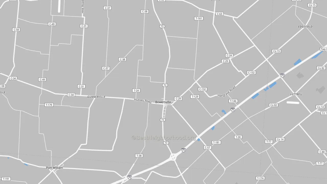 Transit Grade map of Bowersville, OH